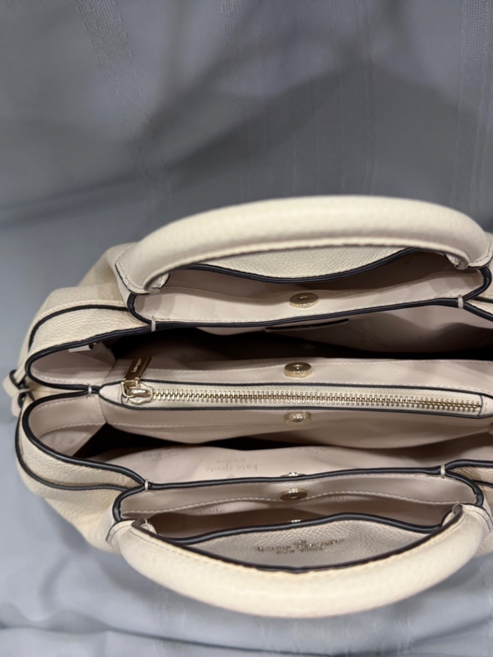 Kate Spade Dumpling Large Satchel Pebble Leather Parchment - Picture 5 of 12